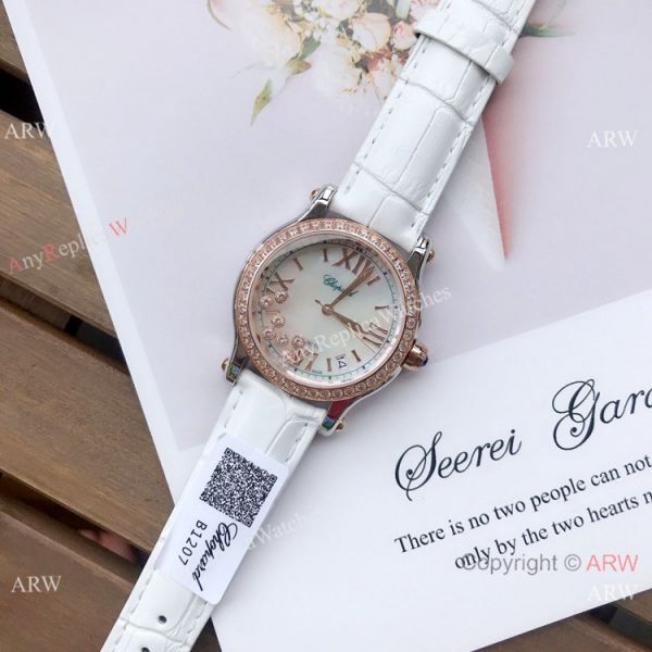 Copy Chopard Happy Sport 36mm Watch SS Diamond White MOP Dial Copy Chopard Happy Sport 36mm Watch SS Diamond White MOP Dial