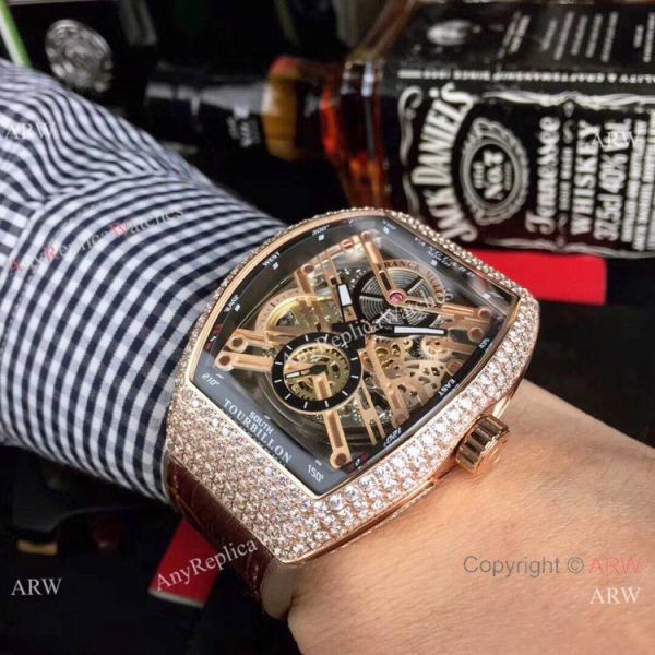 New Copy Franck Muller Vanguard Tourbillon White Dial Rose Gold Watch New Copy Franck Muller Vanguard Tourbillon White Dial Rose Gold Watch