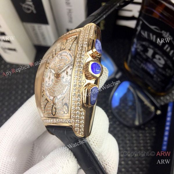 New Copy Franck Muller Mariner Chronograph Iced Out Watch Black Leather Strap New Copy Franck Muller Mariner Chronograph Iced Out Watch Black Leather Strap
