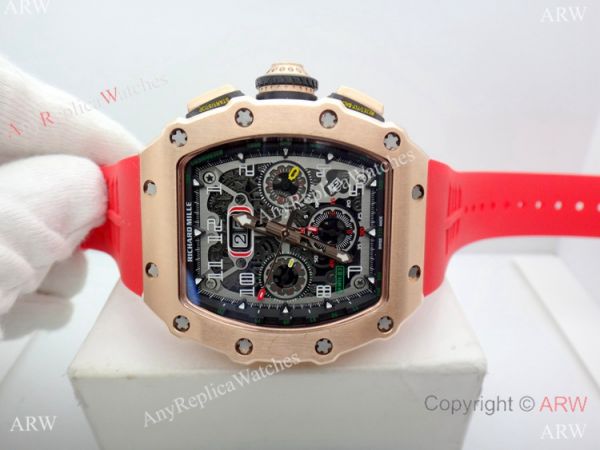 Richard Mille Flyback RM 11-03 Replica Watches Rose Gold Red Rubber Band Richard Mille Flyback RM 11-03 Replica Watches Rose Gold Red Rubber Band