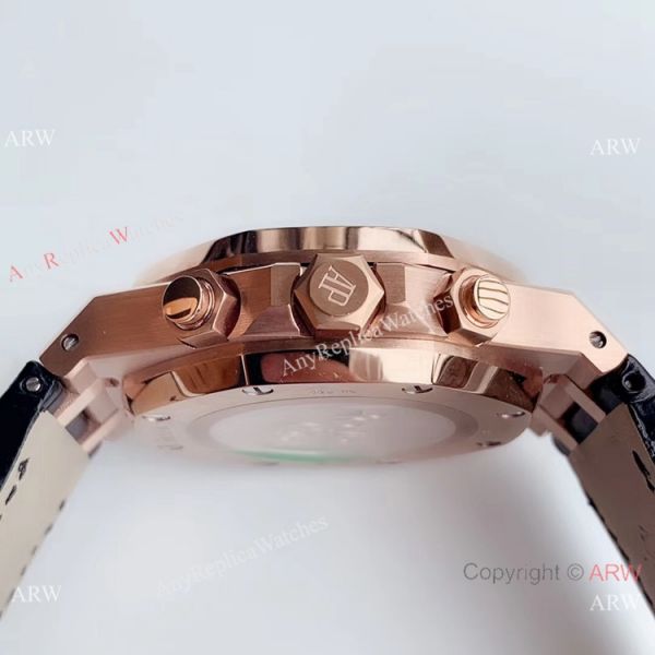 Super Clone Audemars Piguet Royal Oak Rose Gold Black Leather Strap Watch BF Factory Super Clone Audemars Piguet Royal Oak Rose Gold Black Leather Strap Watch BF Factory