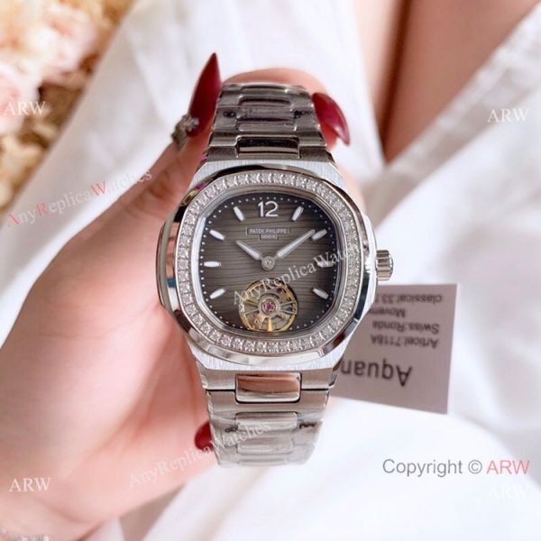 New Copy Patek Philippe Nautilus Womens 34mm Watch with Blue Tourbillon Dial New Copy Patek Philippe Nautilus Womens 34mm Watch with Blue Tourbillon Dial