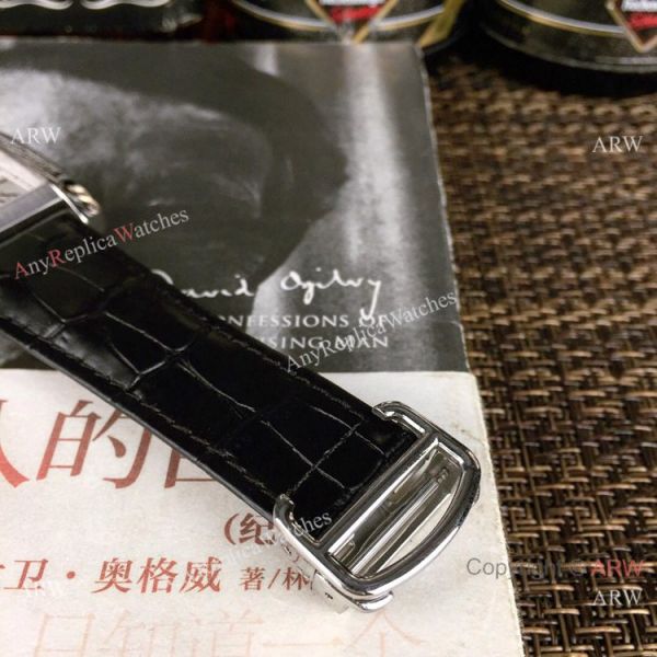 New Copy Cartier Tank Francaise watch SS Diamond Black Leather Band New Copy Cartier Tank Francaise watch SS Diamond Black Leather Band