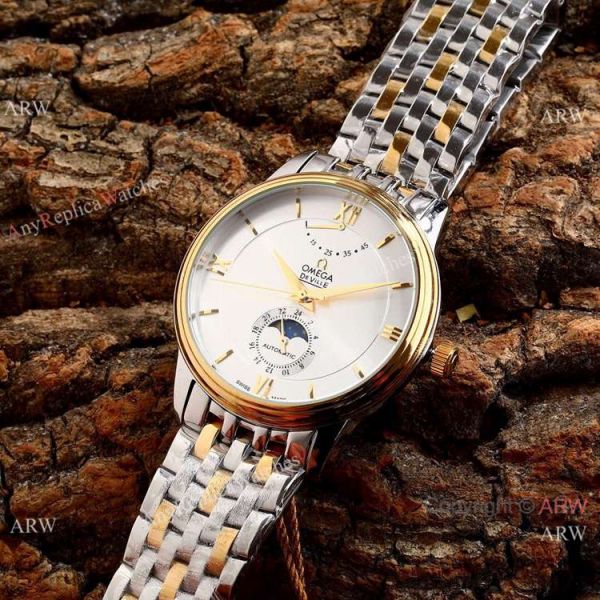 Omega De Ville Fake 40mm Watch 2-Tone Rose Gold Moonphase Omega De Ville Fake 40mm Watch 2-Tone Rose Gold Moonphase