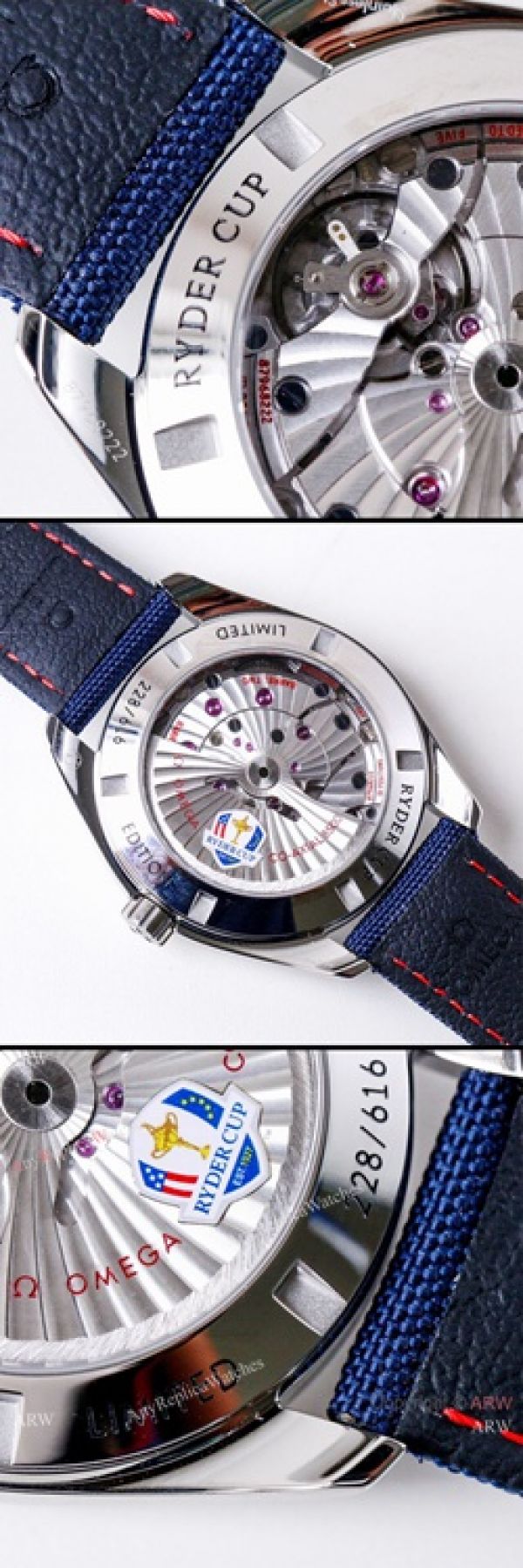 (VS)Swiss Copy OMEGA Seamaster Aqua Terra RYDER CUP Watch Blue Leather Strap (VS)Swiss Copy OMEGA Seamaster Aqua Terra RYDER CUP Watch Blue Leather Strap