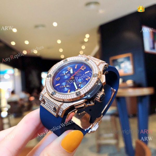 Copy Hublot Big Bang Rose Gold Diamond Blue Dial Watches Copy Hublot Big Bang Rose Gold Diamond Blue Dial Watches