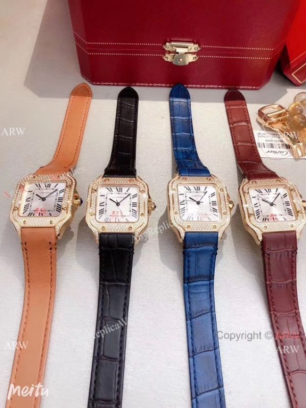 New Cartier Santos 100 Diamond Replica Watch Yellow Gold Diamond New Cartier Santos 100 Diamond Replica Watch Yellow Gold Diamond