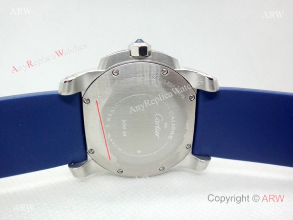 Copy Cartier Calibre De Diver SS Blue Rubber Strap Watch Low Price Copy Cartier Calibre De Diver SS Blue Rubber Strap Watch Low Price