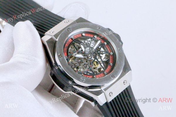 New Fake Hublot Geneve Big Bang Skeleton Watch Red Inner Rubber Strap New Fake Hublot Geneve Big Bang Skeleton Watch Red Inner Rubber Strap