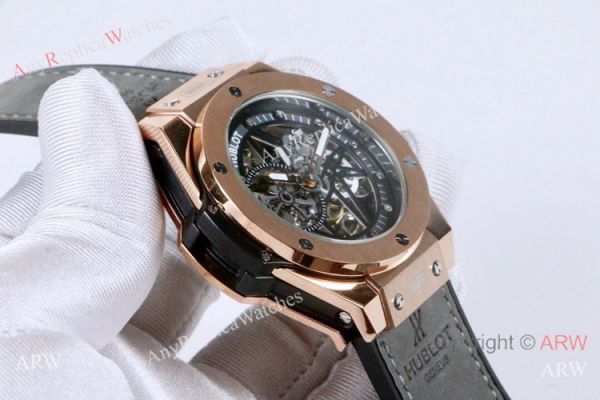 Best Fake Hublot Geneve Big Bang Skeleton Dial Rose Gold Watch 45mm Best Fake Hublot Geneve Big Bang Skeleton Dial Rose Gold Watch 45mm