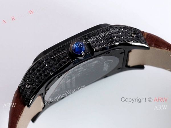 AAA Copy Cartier Santos De Iced Out Brown Dial Automatic Wrist AAA Copy Cartier Santos De Iced Out Brown Dial Automatic Wrist