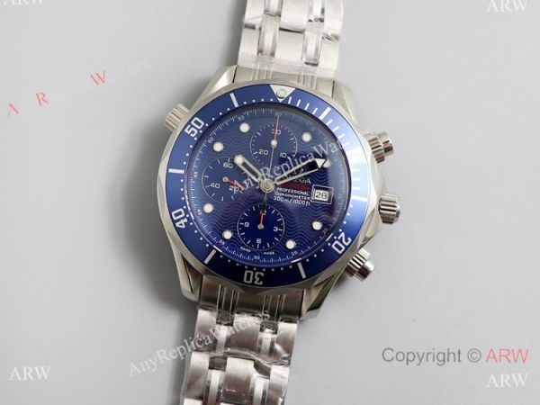 Swiss Omega Diver 300m James Bond Replica Watch SS Blue Wave Dial Swiss Omega Diver 300m James Bond Replica Watch SS Blue Wave Dial