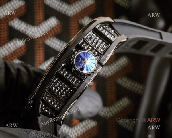 Limited Richard Mille Eagle Copy Watch With Silver Diamonds Black Rubber Band For Men Limited Richard Mille Eagle Copy Watch With Silver Diamonds Black Rubber Band For Men
