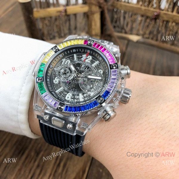 Hublot Big Bang Unico Replica Watches Rainbow Bezel Skeleton Dial Hublot Clear Watch Hublot Big Bang Unico Replica Watches Rainbow Bezel Skeleton Dial Hublot Clear Watch