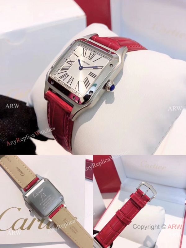 Top Cartier Santos-Dumont Lover Red Leather Strap / New Cartier Watches Top Cartier Santos-Dumont Lover Red Leather Strap / New Cartier Watches
