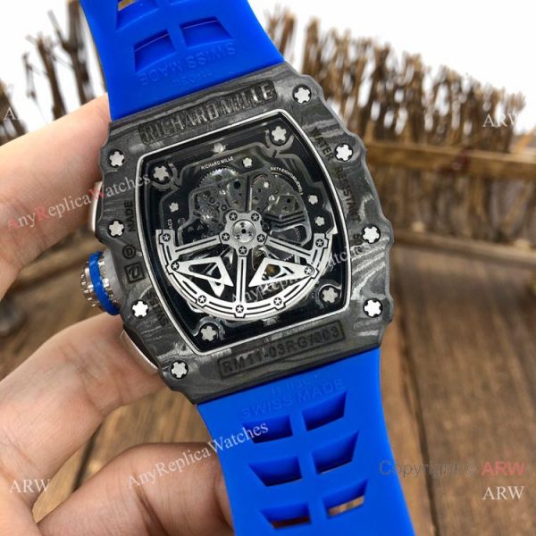 New Richard Mille rm11-04 Men Watch Carbon Case Blue Rubber Strap New Richard Mille rm11-04 Men Watch Carbon Case Blue Rubber Strap