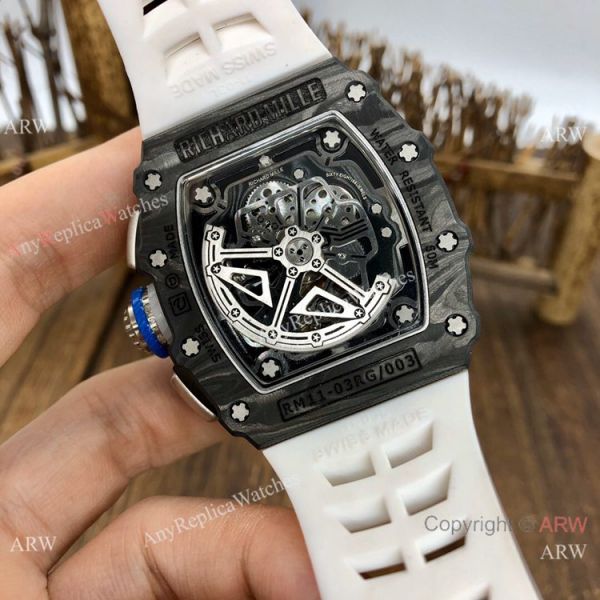 Replica Richard Mille RM11-04 Mens Watch Carbon fiber White Rubber Strap Replica Richard Mille RM11-04 Mens Watch Carbon fiber White Rubber Strap