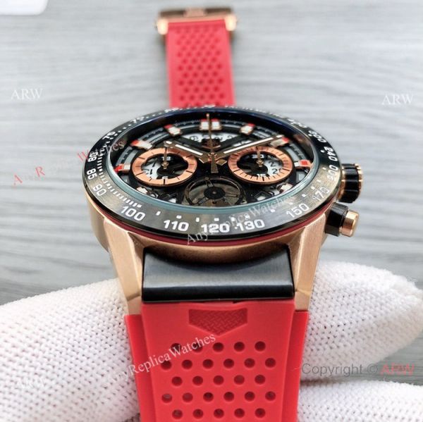 Best Quality Copy Tag Heuer Carrera Heuer 01 Watch Red Rubber Strap Best Quality Copy Tag Heuer Carrera Heuer 01 Watch Red Rubber Strap