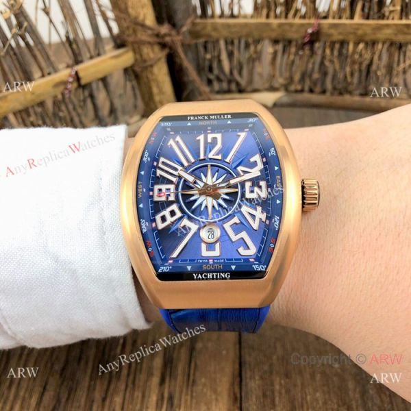 Replica Franck Muller Vanguard V45 Automatic Watch Rose Gold Blue Gummy Strap Replica Franck Muller Vanguard V45 Automatic Watch Rose Gold Blue Gummy Strap