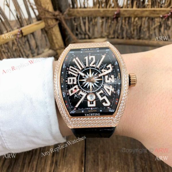 Copy Franck Muller Geneve Vanguard Diamond Watch Rose Gold Black Dial Copy Franck Muller Geneve Vanguard Diamond Watch Rose Gold Black Dial