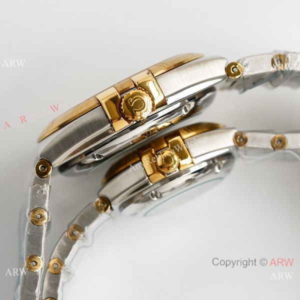 Swiss Quality Omega Double Eagle Couple Watches 8215 Movement 2-Tone Rose Gold Blue Swiss Quality Omega Double Eagle Couple Watches 8215 Movement 2-Tone Rose Gold Blue