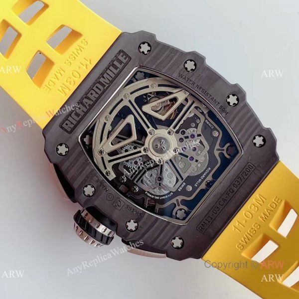 KV Factory V2 Upgraded Carbon Richard Mille RM011 Yellow Rubber Band Replica Watches For Sale KV Factory V2 Upgraded Carbon Richard Mille RM011 Yellow Rubber Band Replica Watches For Sale