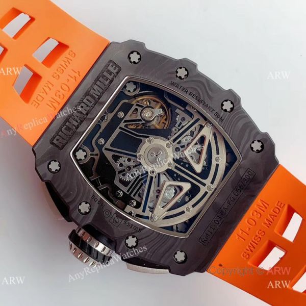 KV Factory V2 Upgraded Knockoff Richard Mille RM011 Orange Rubber Band Carbon Watch KV Factory V2 Upgraded Knockoff Richard Mille RM011 Orange Rubber Band Carbon Watch