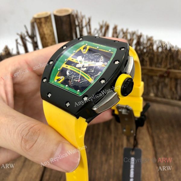 Knockoff Richard Mille Green Skeleton Watch Richard Mille RM 61-01 with Yellow Rubber Strap Knockoff Richard Mille Green Skeleton Watch Richard Mille RM 61-01 with Yellow Rubber Strap
