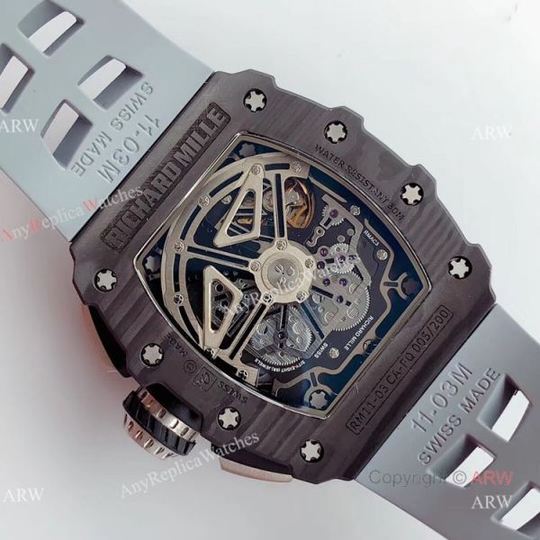 V2 NEW UPGRADED KV Factory Richard Mille RM011 Carbon Case Grey Rubber Band Mens Watch Best Replica V2 NEW UPGRADED KV Factory Richard Mille RM011 Carbon Case Grey Rubber Band Mens Watch Best Replica