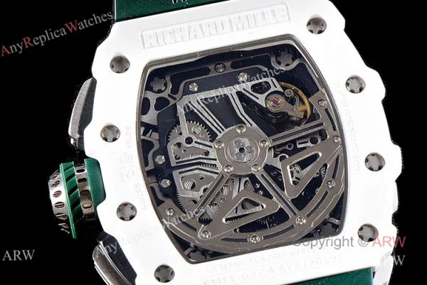 KV Factory Knockoff Richard Mille Green Rubber White Ceramic Replica Watch RM11-03 KV Factory Knockoff Richard Mille Green Rubber White Ceramic Replica Watch RM11-03