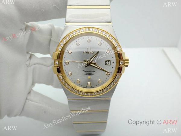 Replica Omega Constellation Two Tone Diamond Watch 38mm Men Replica Omega Constellation Two Tone Diamond Watch 38mm Men