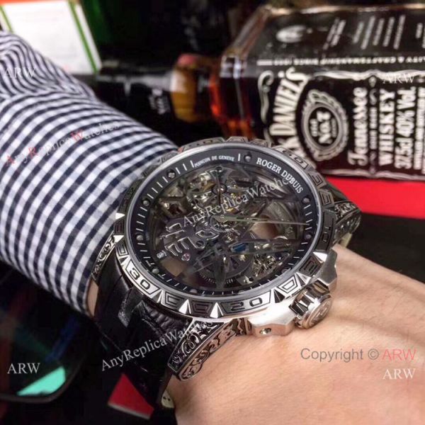 Copy Roger Dubuis Excalibur 46 Tourbillon Watches Rose Gold Tattoo Copy Roger Dubuis Excalibur 46 Tourbillon Watches Rose Gold Tattoo