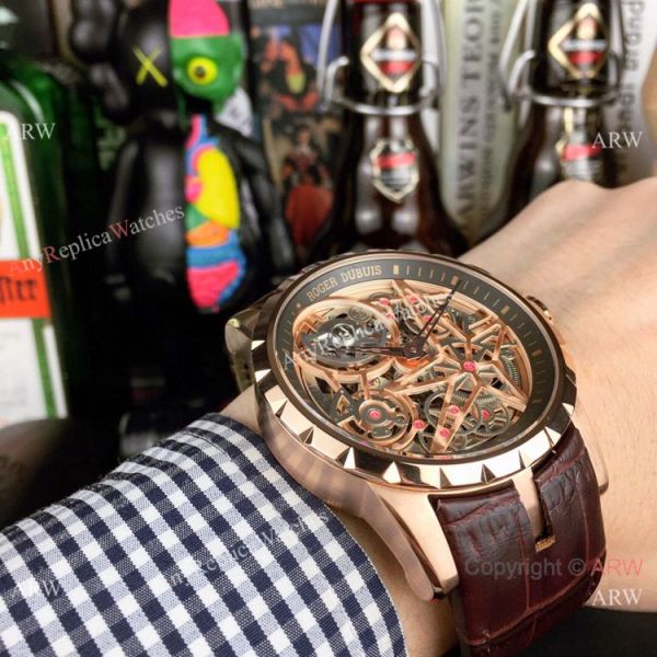 Roger Dubuis Excalibur Spider Men Watches Rose Gold Skeleton Face Roger Dubuis Excalibur Spider Men Watches Rose Gold Skeleton Face