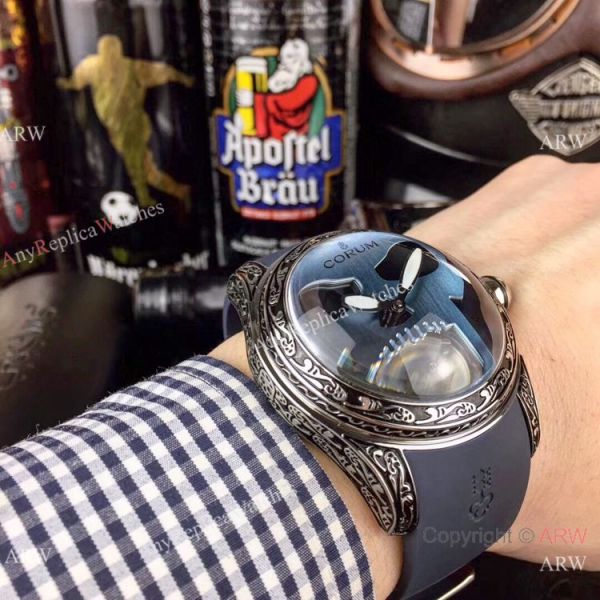 AAA Replica Corum Bubble Skull Watch Stainless Steel Tattoo Blue Dial AAA Replica Corum Bubble Skull Watch Stainless Steel Tattoo Blue Dial