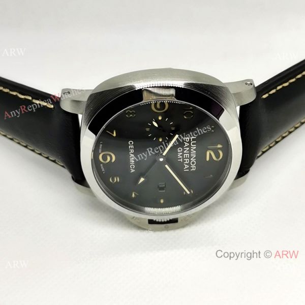 Officine Luminor GMT PAM00441 Watch Black Dial Black Leather Strap Officine Luminor GMT PAM00441 Watch Black Dial Black Leather Strap