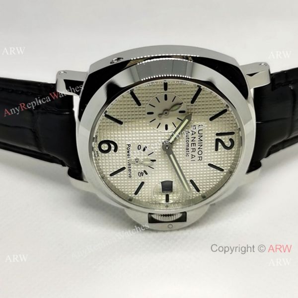 Fake Officine Luminor Power Reserve Watch White Dial Black Leather Band Fake Officine Luminor Power Reserve Watch White Dial Black Leather Band