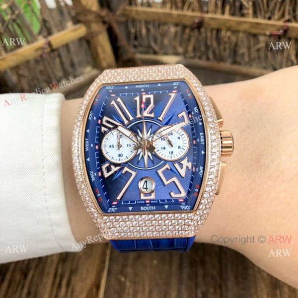 Fake Franck Muller Vanguard Yachting Rose Gold Blue Chronograph Watch 44mm Fake Franck Muller Vanguard Yachting Rose Gold Blue Chronograph Watch 44mm