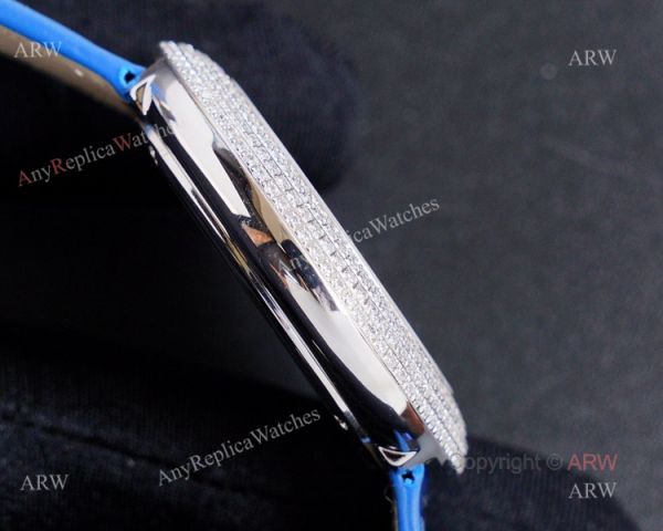 High Quality Replica Diamond Cartier Panth?Re Watch With Cartier Blue Leather Strap High Quality Replica Diamond Cartier Panth?Re Watch With Cartier Blue Leather Strap