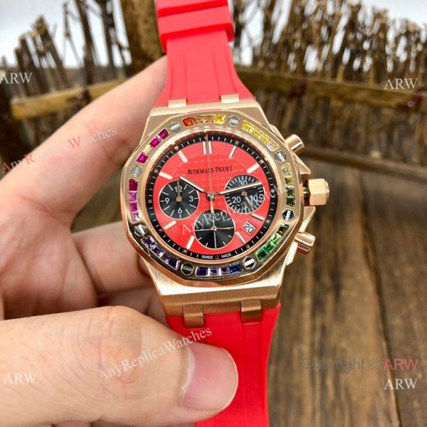 Women Audemars Piguet Royal Oak Offshore Watches Rainbow Bezel Green Dial Women Audemars Piguet Royal Oak Offshore Watches Rainbow Bezel Green Dial