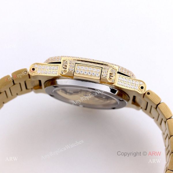 Iced Out Patek Philippe 5719 Patek Philippe Nautilus Bust Down All Gold Watch Replica Iced Out Patek Philippe 5719 Patek Philippe Nautilus Bust Down All Gold Watch Replica
