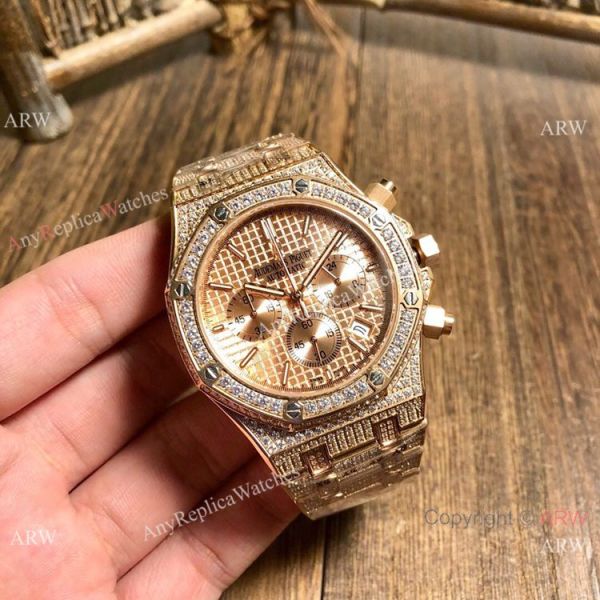 Knockoff Audemars Piguet Royal Oak Full Diamond Watches Gold and Silver Knockoff Audemars Piguet Royal Oak Full Diamond Watches Gold and Silver