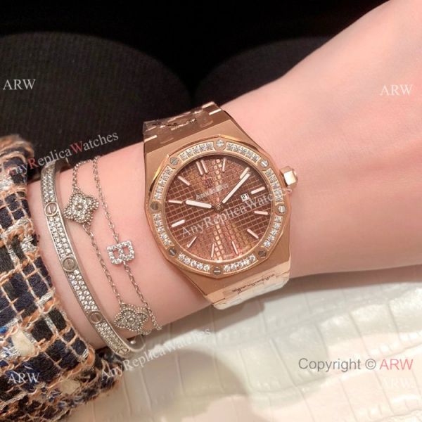 Clone Audemars Piguet Royal Oak Ladies Watches Rose Gold Diamond Bezel Clone Audemars Piguet Royal Oak Ladies Watches Rose Gold Diamond Bezel