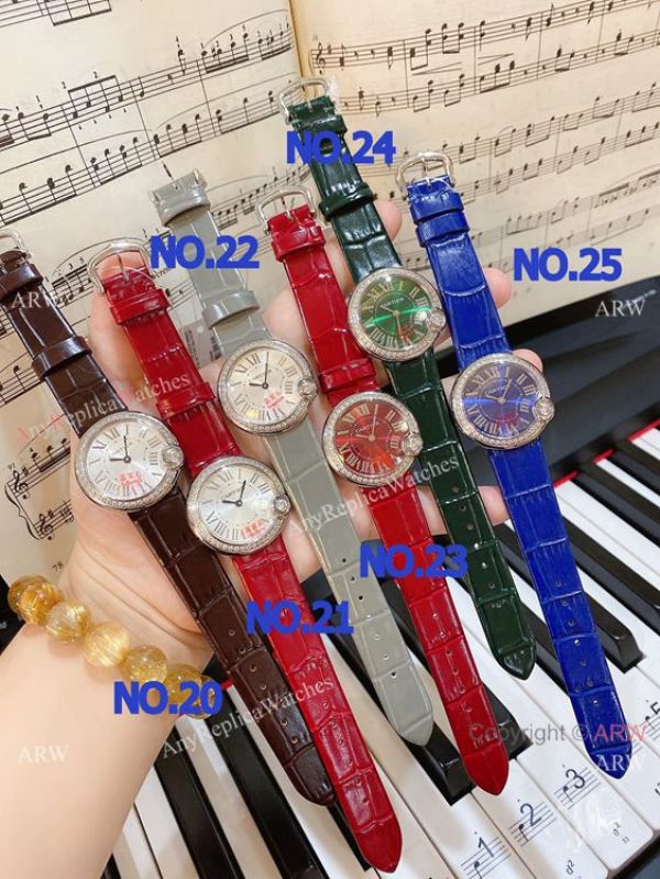 New Copy Cartier Ballon Blanc de Lady Watches Diamond Bezel Leather Strap New Copy Cartier Ballon Blanc de Lady Watches Diamond Bezel Leather Strap