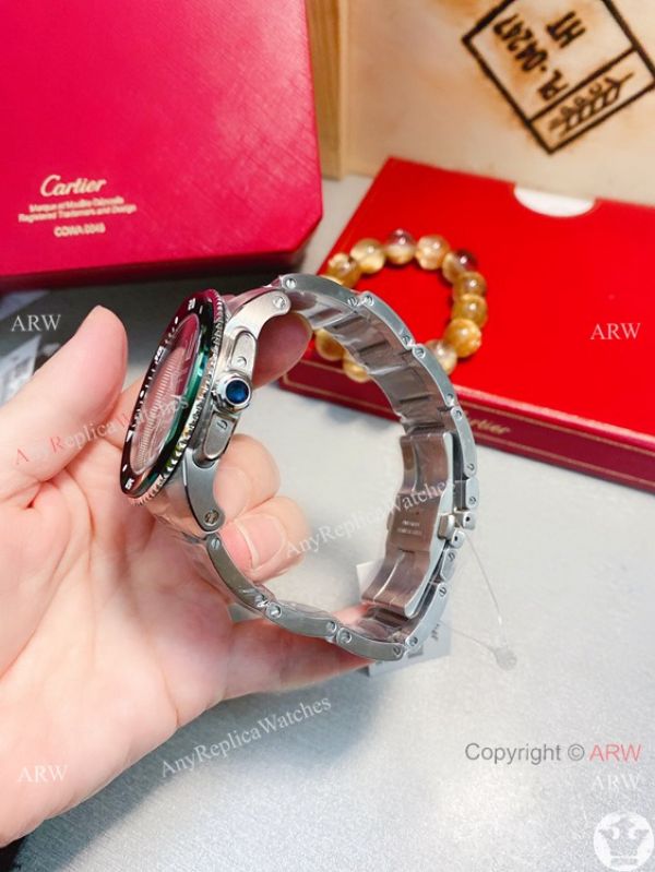 New! Replica Cartier Calibre de Stainless Steel Green Bezel Watch New! Replica Cartier Calibre de Stainless Steel Green Bezel Watch