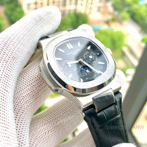 Copy Patek Philippe Nautilus White Face Annual Calendar Watch Brown Leather Strap Copy Patek Philippe Nautilus White Face Annual Calendar Watch Brown Leather Strap
