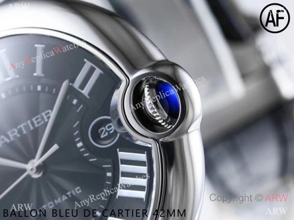 Swiss Replica Cartier Ballon Bleu Watch Black Dial Leather Strap 42mm Swiss Replica Cartier Ballon Bleu Watch Black Dial Leather Strap 42mm