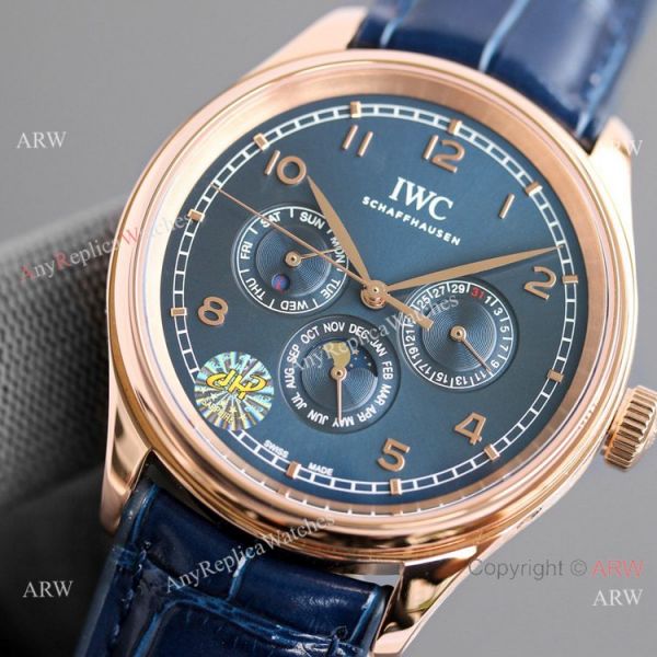 Swiss AAA IWC Portugieser Perpetual Calendar Replica Watch Rose Gold Blue Dial Swiss AAA IWC Portugieser Perpetual Calendar Replica Watch Rose Gold Blue Dial