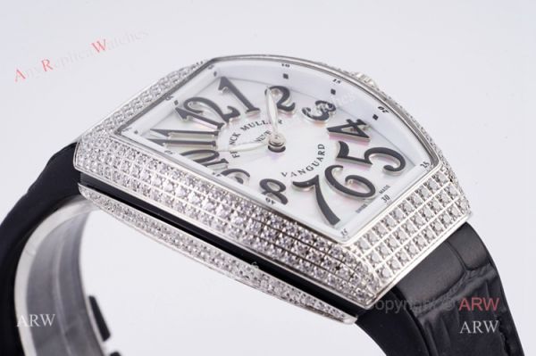 White Pearl Dial Franck Muller Vanguard Diamond Watches For Women 32mm High End Replica White Pearl Dial Franck Muller Vanguard Diamond Watches For Women 32mm High End Replica