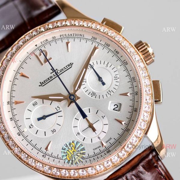 Swiss Fake Jaeger-LeCoultre Master Chronograph Watch Diamond Bezel Swiss Fake Jaeger-LeCoultre Master Chronograph Watch Diamond Bezel