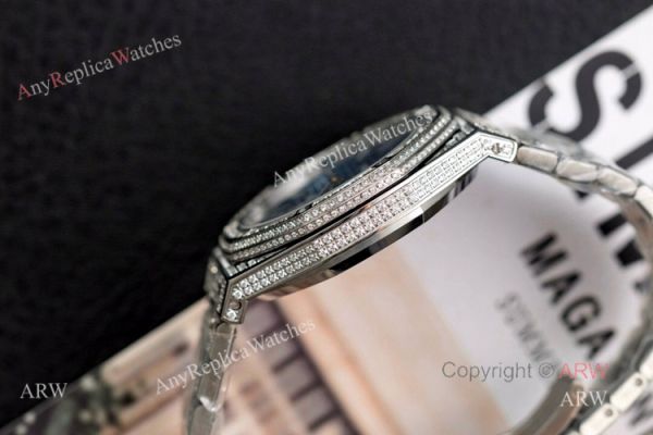 Iced Out Audemars Piguet 15400 Blue Dial Swiss 3120 Replica Watches 41mm Iced Out Audemars Piguet 15400 Blue Dial Swiss 3120 Replica Watches 41mm